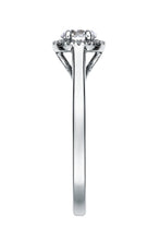 Load image into Gallery viewer, Lab Grown Diamonds Beautifully crafted in 9 carat white gold and set with a brilliant lab grown round diamond centre stone framed by a round halo of pavé set diamonds.