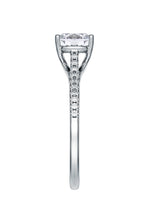 Load image into Gallery viewer, 1ct lab grown diamond in 9 carat white gold featuring a brilliant lab grown diamond centre with pavé set diamond shoulders ring side view